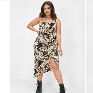 Tie Dye Cowl Neck Ruched Cami Maxi Dress